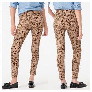 J Crew 9” High Rise Toothpick Jean Leopard Print